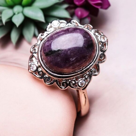 Charoite ✦ Vintage Adjustable Ring ✦ Purple Gemstone S925 Silver Ritual NWT - Picture 8 of 11